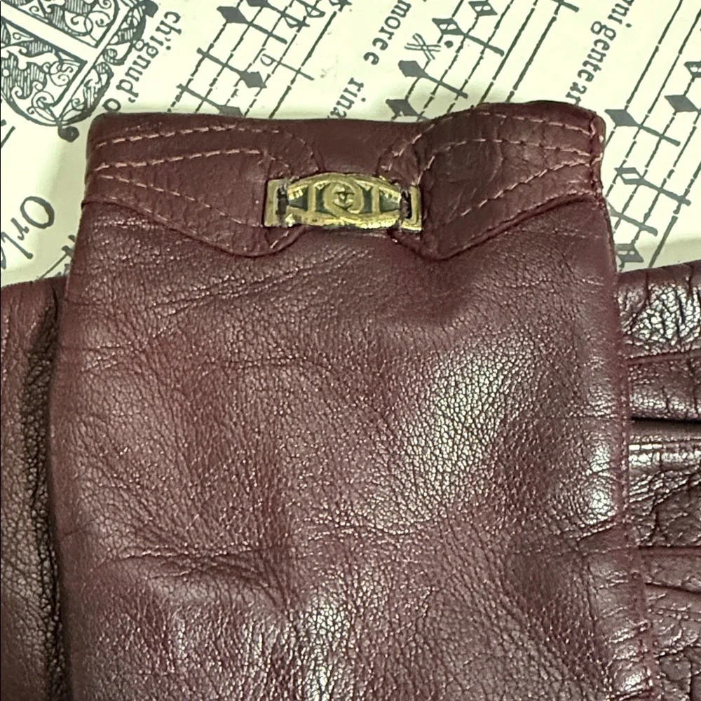 Etienne Aigner Vintage Oxblood Leather Gloves SZ Small